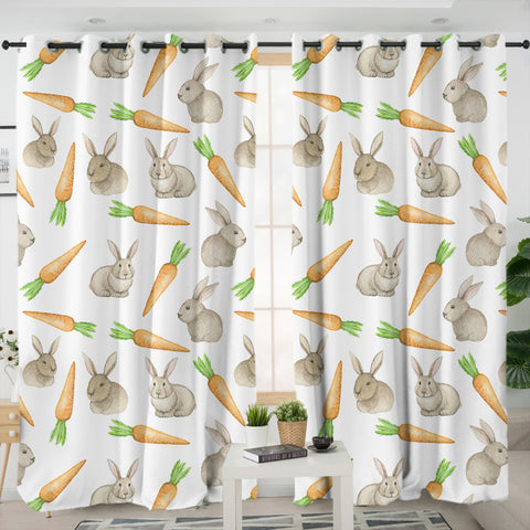 Image of Rabbits & Carrots Monogram SWKL3680 - 2 Panel Curtains