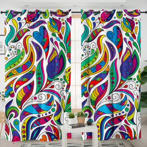 Multicolor Aztec Pattern on Feather SWKL3681 - 2 Panel Curtains