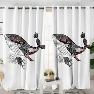 Pattern On Whale Sketch SWKL3684 - 2 Panel Curtains