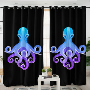 Gradient Blue&Purple Angry Octopus SWKL3687 - 2 Panel Curtains