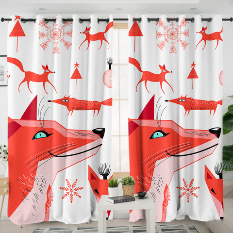 Image of Winter Funny Shapes of Fox SWKL3688 - 2 Panel Curtains