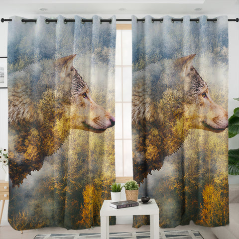 Image of Cozy Forest Wolf SWKL3689 - 2 Panel Curtains