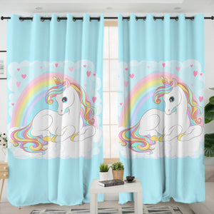 Rainbow Lovely Unicorn SWKL3690 - 2 Panel Curtains