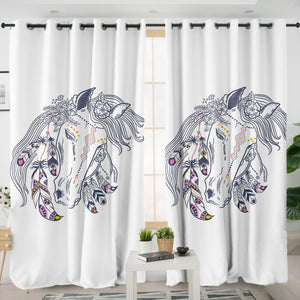 Female Dreamcatcher Horse Sketch SWKL3694 - 2 Panel Curtains