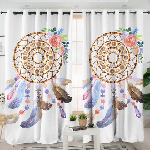 Image of Pastel Floral Dreamcatcher SWKL3701 - 2 Panel Curtains