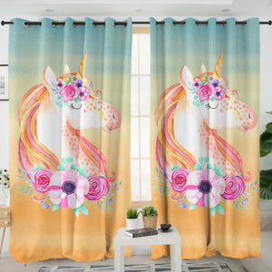 Pastel Floral Unicorn SWKL3702 - 2 Panel Curtains