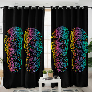 Colorful Floral Shoes Print SWKL3737 - 2 Panel Curtains