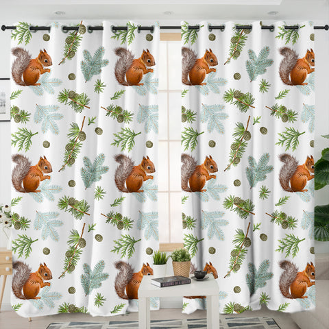 Image of Squirrel and Chestnut Monogram SWKL3739 - 2 Panel Curtains