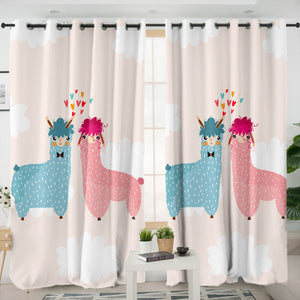 Cute In-Love Alpaca SWKL3740 - 2 Panel Curtains