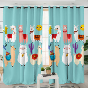 Cute Cartoon Alpacas SWKL3741 - 2 Panel Curtains