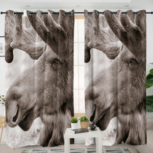 Old Reindeer Head SWKL3743 - 2 Panel Curtains