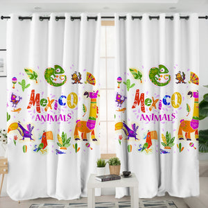 Mexico Cartoon Animals SWKL3747 - 2 Panel Curtains