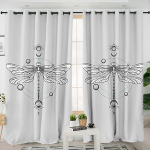Sun-Moon Butterfly Sketch Line SWKL3752 - 2 Panel Curtains