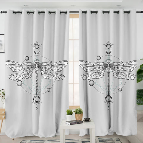 Image of Sun-Moon Butterfly Sketch Line SWKL3752 - 2 Panel Curtains