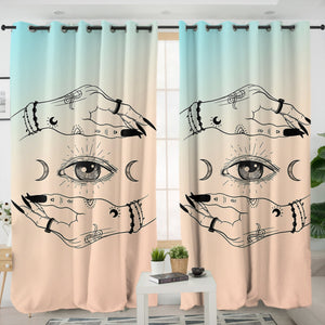 Eyes - Moon Hand Sign SWKL3756 - 2 Panel Curtains