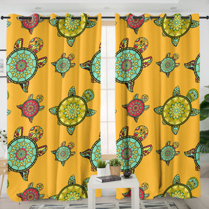 Colorful Mandala Turtles Monogram SWKL3764 - 2 Panel Curtains