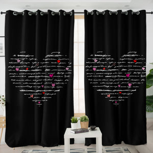 Love Text in Heart SWKL3799 - 2 Panel Curtains