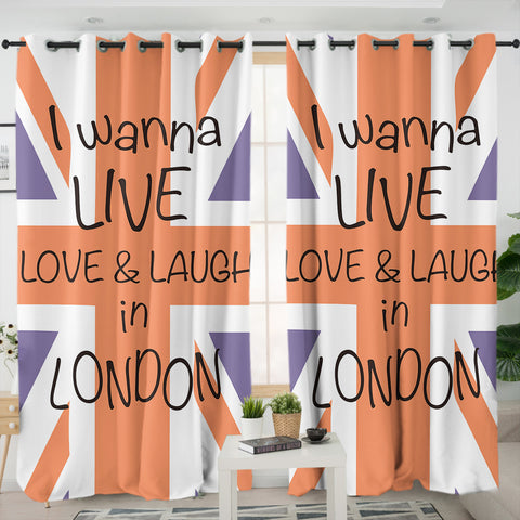 Image of United Kingdom Flag SWKL3800 - 2 Panel Curtains