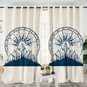 Vintage Navy Copass Forest SWKL3801 - 2 Panel Curtains