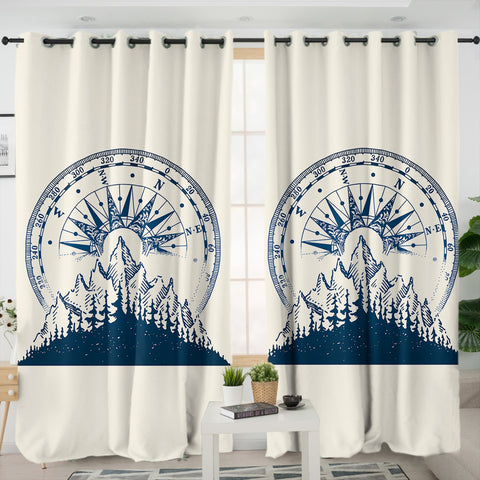 Image of Vintage Navy Copass Forest SWKL3801 - 2 Panel Curtains