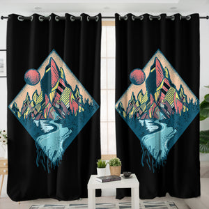Night Forest Illustration SWKL3815 - 2 Panel Curtains