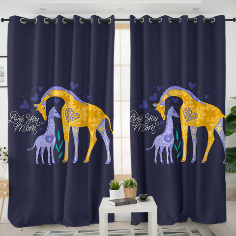 Image of Giraffe - Love you Mom SWKL3825 - 2 Panel Curtains