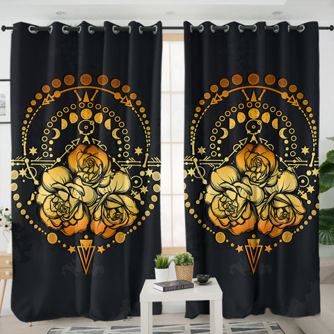 Image of Orange Rose Gold Zodiac SWKL3826 - 2 Panel Curtains