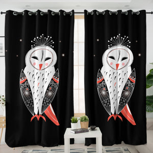 White Red Female Owl SWKL3863 - 2 Panel Curtains