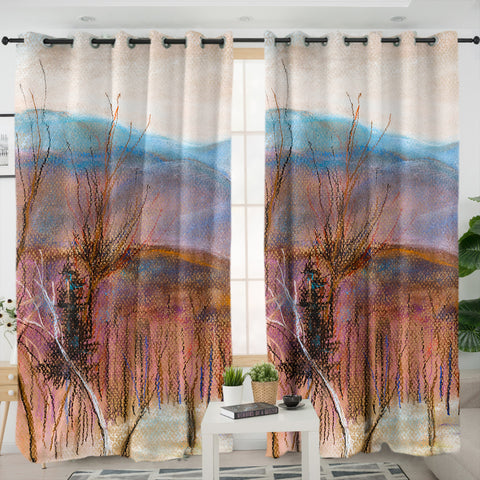 Image of Cozy Landscape Watercolor SWKL3864 - 2 Panel Curtains