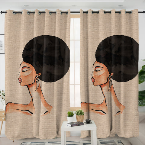 Image of Beautiful Afro Lady SWKL3865 - 2 Panel Curtains