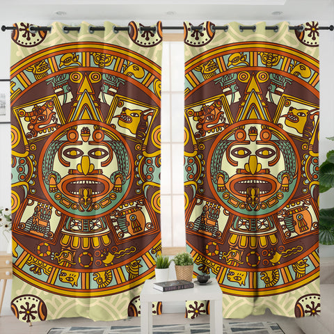 Image of Vintage Acient Aztec Zodiac SWKL3867 - 2 Panel Curtains