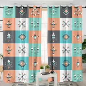 Colorful Pastel Aztec Checkerboard SWKL3869 - 2 Panel Curtains