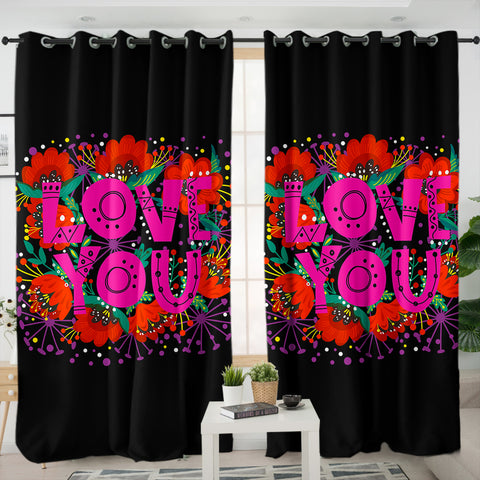 Image of Love You Typographic SWKL3871 - 2 Panel Curtains