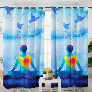 Human Heat Yoga Blue Theme SWKL3874 - 2 Panel Curtains