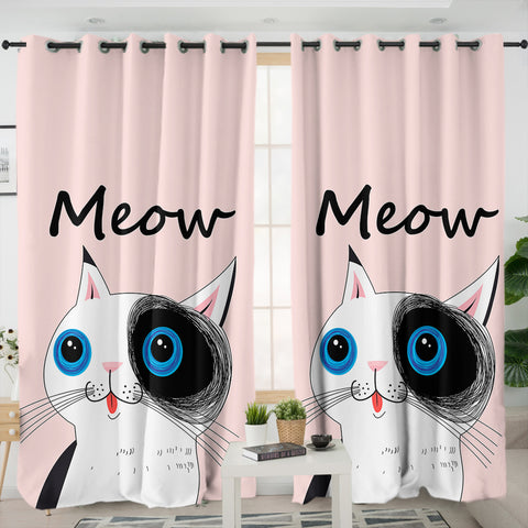 Image of Cute Cat Meow Pink Theme SWKL3875 - 2 Panel Curtains