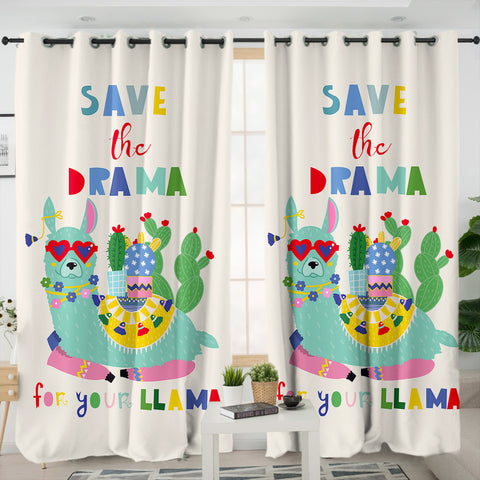 Image of Save The Drama For Your Llama SWKL3877 - 2 Panel Curtains