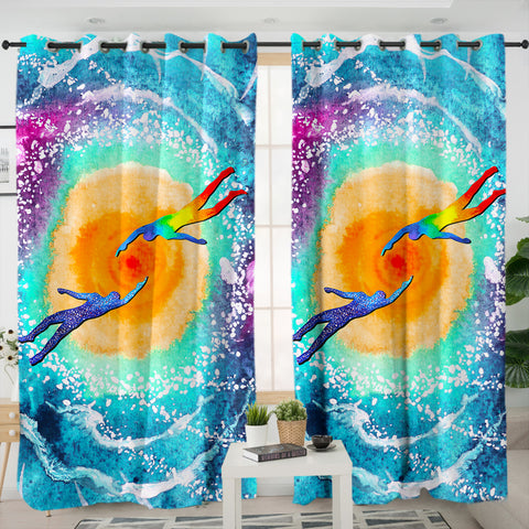 Image of Trippy Human Heat Curve SWKL3878 - 2 Panel Curtains