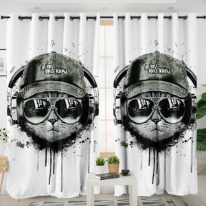 Swag Sunglass Music Headphone Cat SWKL3880 - 2 Panel Curtains