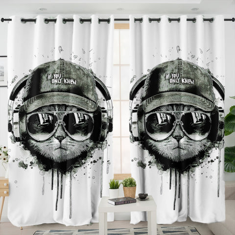 Image of Swag Sunglass Music Headphone Cat SWKL3880 - 2 Panel Curtains