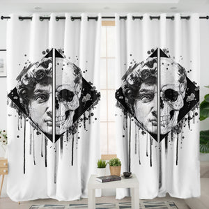 Dark Half Face Human & Skull SWKL3883 - 2 Panel Curtains