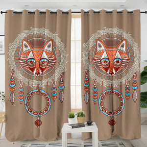 Orange Fox Vintage Color Dream Catcher SWKL3919 - 2 Panel Curtains