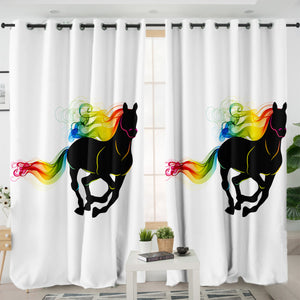 Rainbow Gradient Color Horse SWKL3921 - 2 Panel Curtains