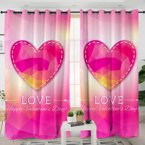 Image of Heart Geometric Valentine's Day SWKL3922 - 2 Panel Curtains