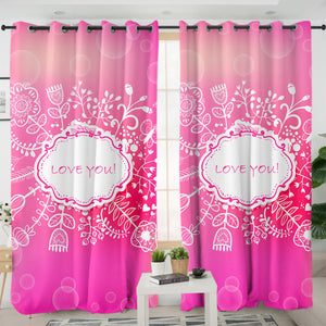 Love You Floral White Frame SWKL3923 - 2 Panel Curtains