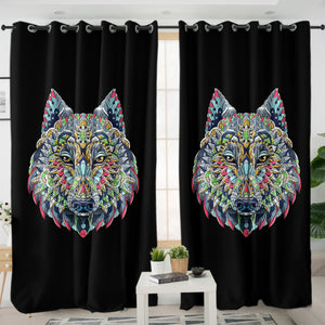 Colorful Geometric Grey Wolf SWKL3935 - 2 Panel Curtains