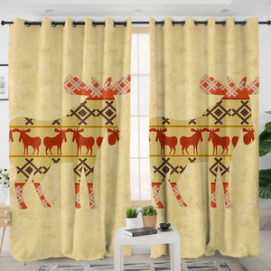 Reindeer Aztec Pattern SWKL4099 - 2 Panel Curtains