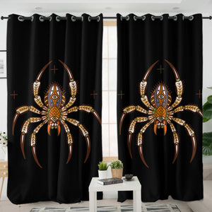 Brown Mandala Spider SWKL4104 - 2 Panel Curtains