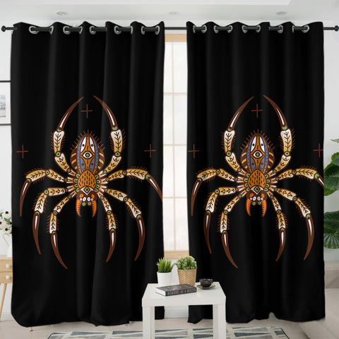 Image of Brown Mandala Spider SWKL4104 - 2 Panel Curtains