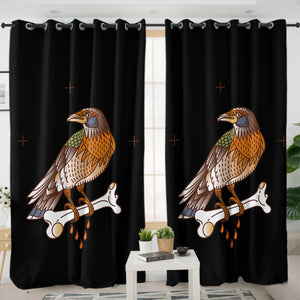 Vintage Color Crows & Bone SWKL4107 - 2 Panel Curtains