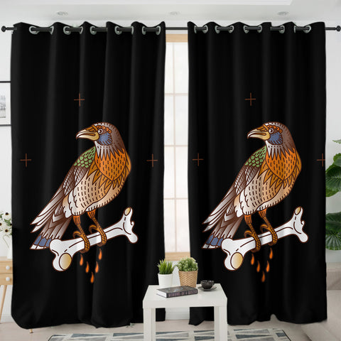 Image of Vintage Color Crows & Bone SWKL4107 - 2 Panel Curtains